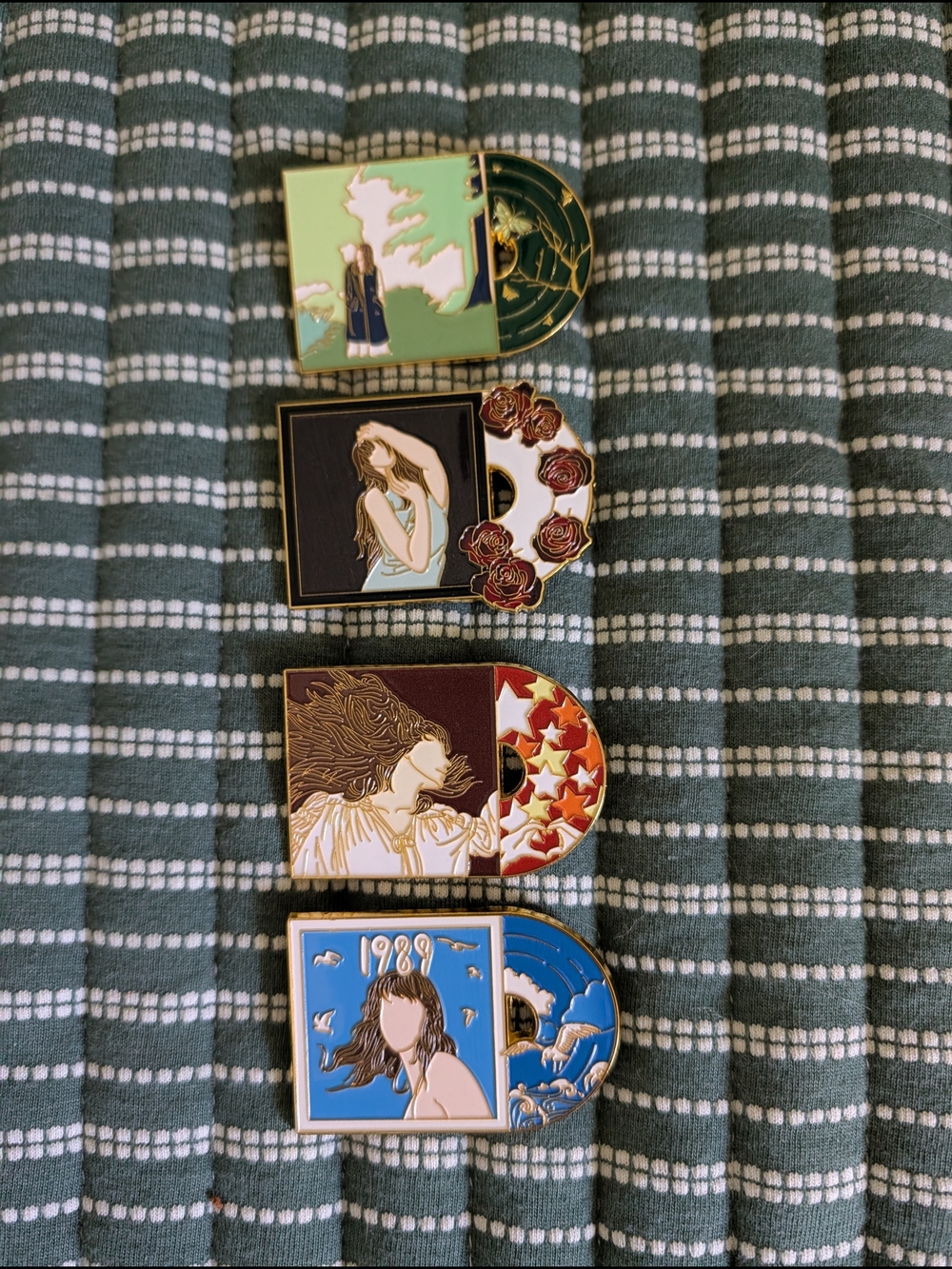 Taylor Swift Enamel Pin Set — Four Decorative Vinyl Record Pins